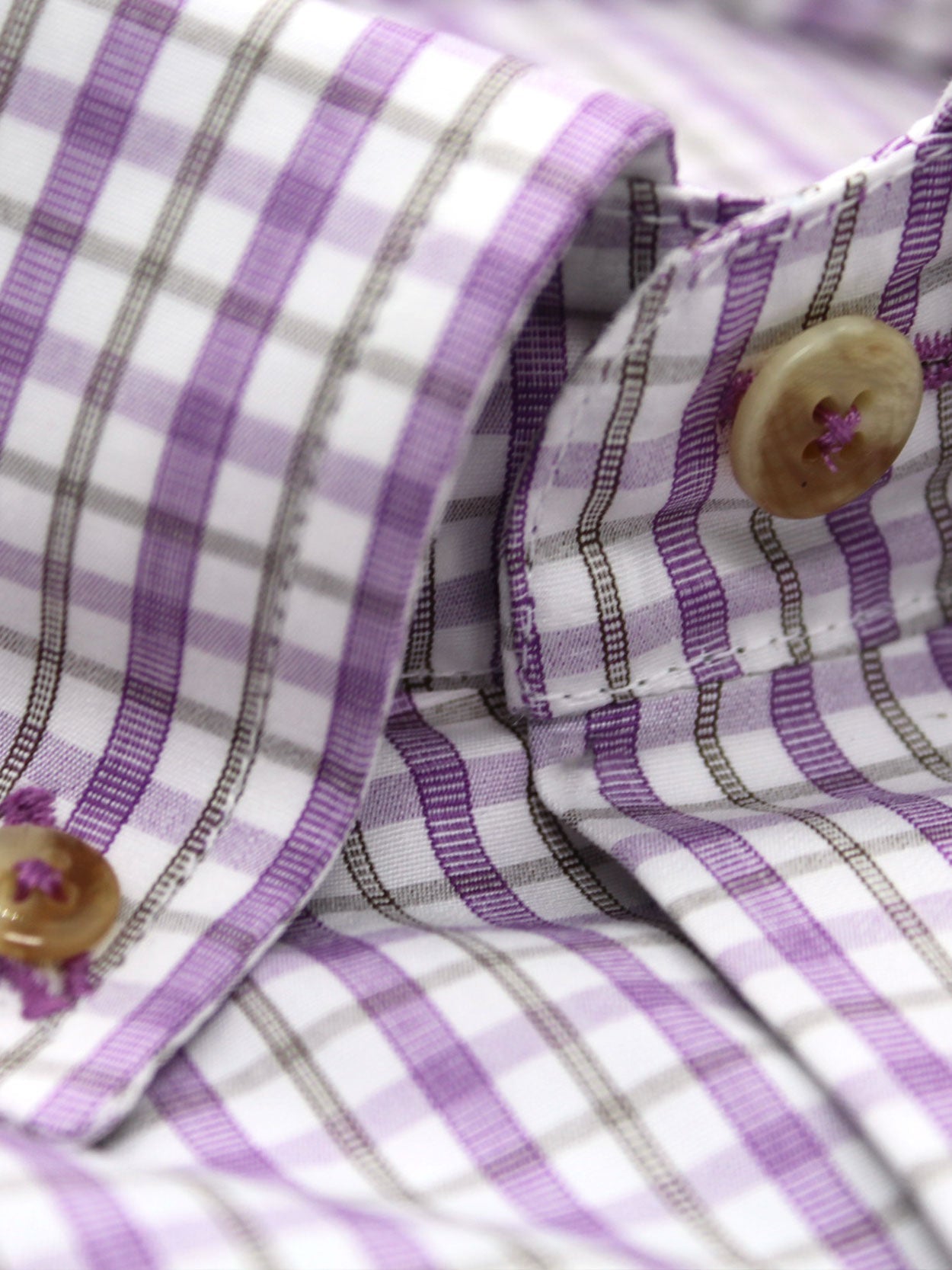 Purple & White Check Button-Down Sport Shirt