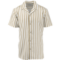 Wheat Large Stripe Cotton and Linen Camp Shirt