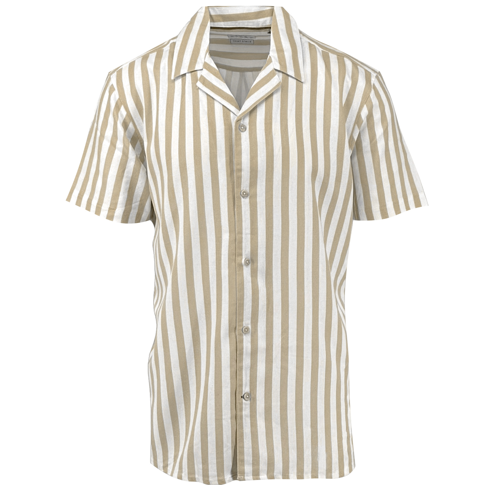 Wheat Large Stripe Cotton and Linen Camp Shirt