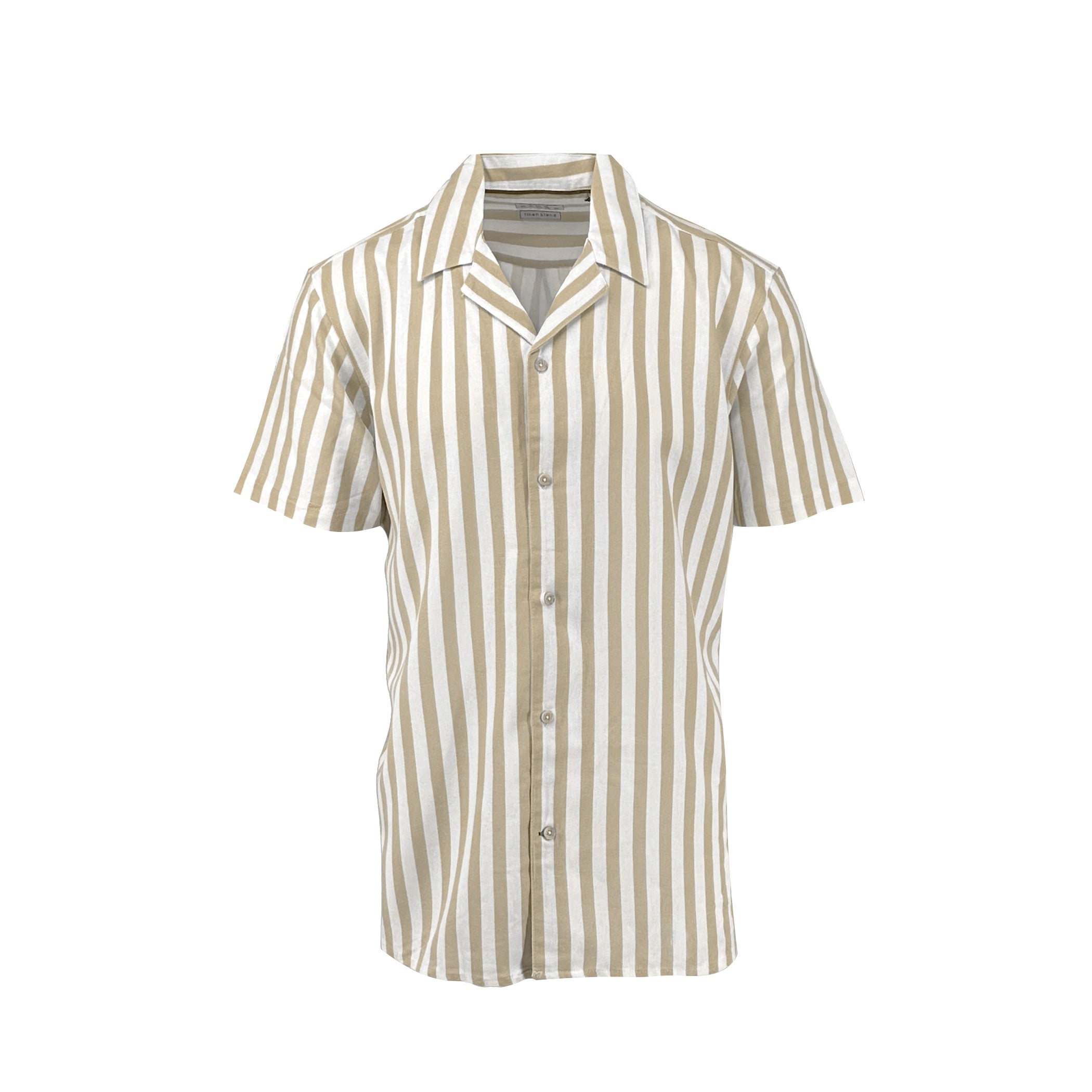 Wheat Large Stripe Cotton and Linen Camp Shirt